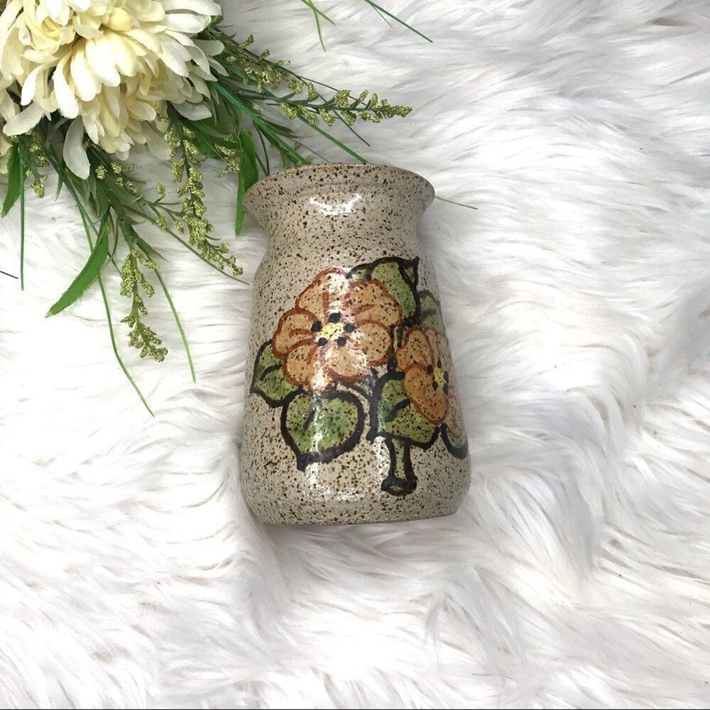 VINTAGE | Speckled Hand-painted Floral Vase AA08